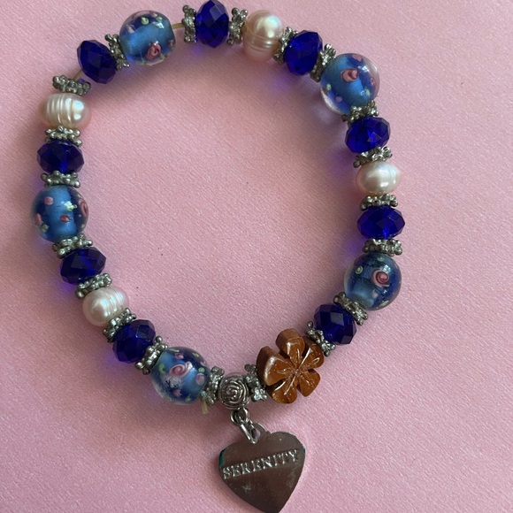 Blue Beaded Serenity Bracelet - Gorgeous - Never Worn - Gift Quality - Picture 1 of 6